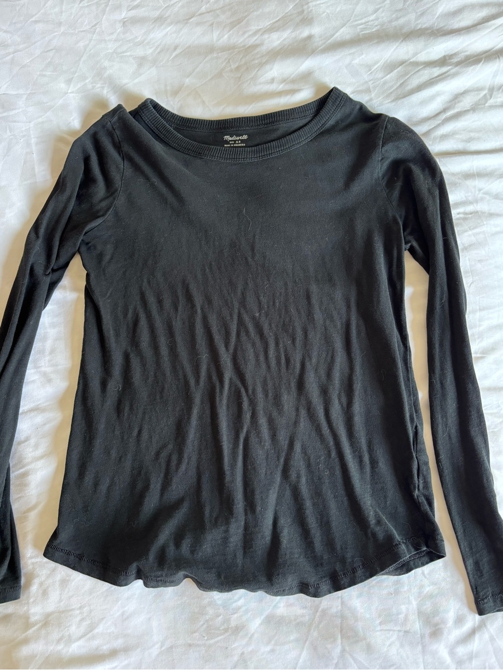 Madewell Black Long-Sleeve Crewneck Top